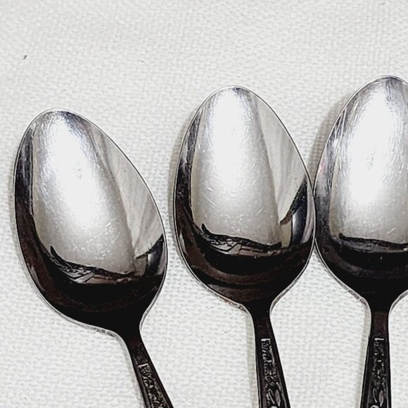 5 Stanley Roberts Rogers Stainless La Spana Teaspoon Spoons floral MCM flatware - Picture 2 of 11